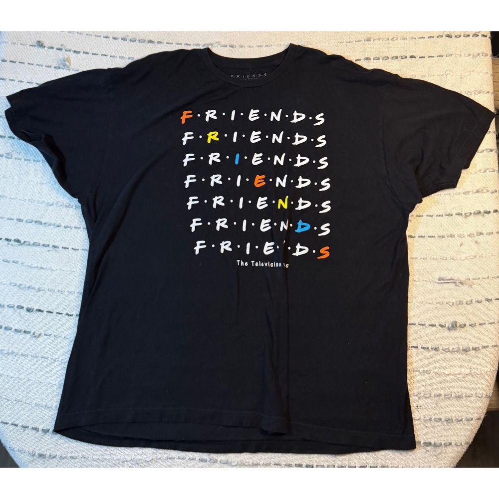 Friends The Television Series Graphic T-Shirt Black 2XL Cotton Retro 90s Logo